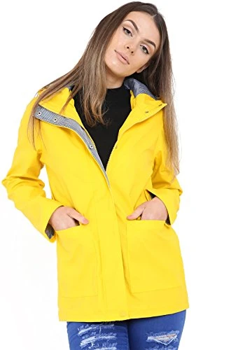 Womens Lightweight Showerproof Rain Coat Trench Jacket Rain Mac_LJK-Fergus_YEL_20 Yellow