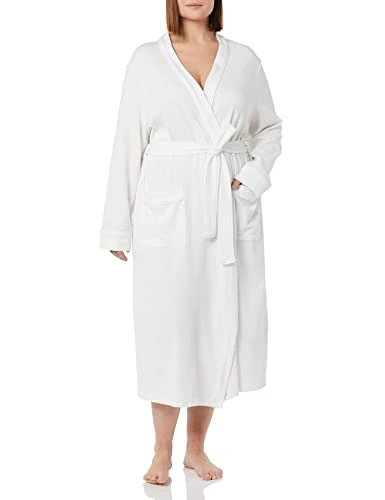 Women's Lightweight Waffle Full-Length Robe (Available in Plus Size), White, XS