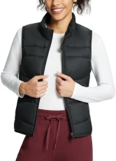 Women's Lightweight Warm Puffer Vest Running Winter Hybrid Sleeveless Quilted Jacket Waterproof, A-Black, XS