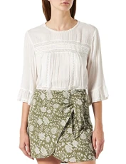 Women's Linen Printed Pareo Skirt, Medium Khaki, L