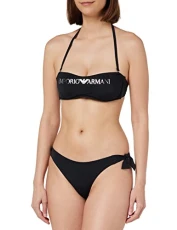 Women's Logo Lover Band and Bow Brazilian Bikini Set, Black, M Women's Logo Lover Band and Bow Brazilian Bikini Set, Black, M