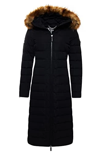 Women's Long Arctic Quilted Coat, black, 36