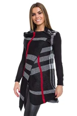 Womens Long Cardigan Casual Sweater with Button Striped Cowl Neck One Size WA29 Black