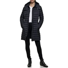 Women's Long Comfort Soft Packable Puffer Outwear Jacket Quilted, Black, M Women's Long Comfort Soft Packable Puffer Outwear Jacket Quilted, Black, M