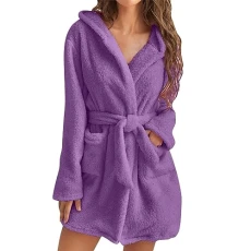 Women's Long Fleece Dressing Gown, Bathrobes Lightweight Pool Warm Pyjamas Personalized Bathrobe Men Women Comfortable Soft Robes Also As Dressing Gown, purple, XXL