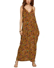 Womens Long Geometric Printing Dress Cover Up Without Sleeves Sling Dress V-Neck Maxi Gown 10 XL Womens Long Geometric Printing Dress Cover Up Without Sleeves Sling Dress V-Neck Maxi Gown 10 XL
