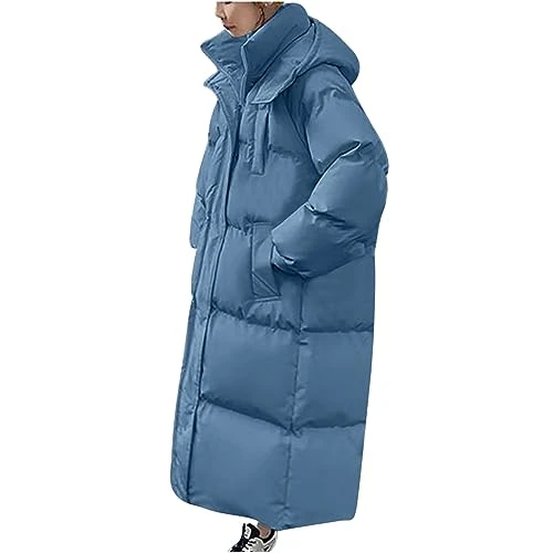 Womens Long Puffer Jacket Winter Down Coat Quilted Coats Knee Length Padded Jacket Warm Cotton Cover