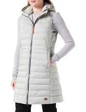 Women's Long Quilted Vest with Hood, Olive, 38