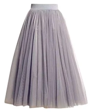Women's Long Skirt Comfort and Leisure Loose and Comfortable Elegant Mesh Yarn Puff Skirt Long Skirt Grey XL
