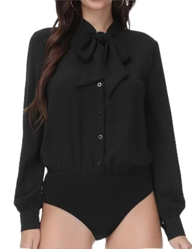 Women's Long Sleeve Basic Shirts Formal Business Work Button Down Blouse Tops Black M