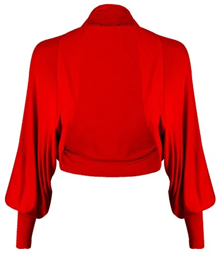 Womens Long Sleeve Batwing Shrug Ladies Bolero Jersey Cropped Cardigan Top