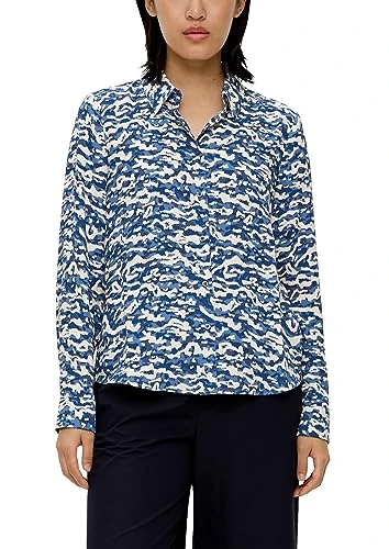 Women's Long Sleeve Blouse, Blue|multicoloured57a1, 6