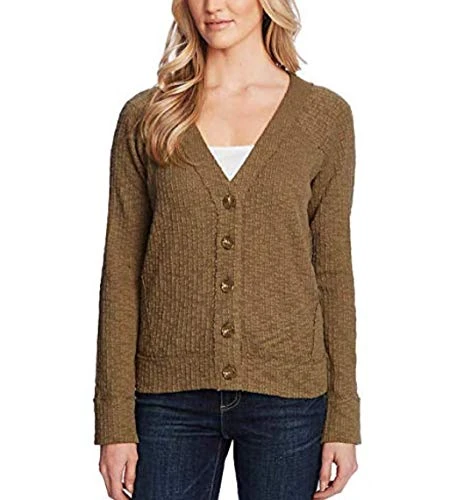 Women's Long Sleeve Button Up Cardigan Olive Green