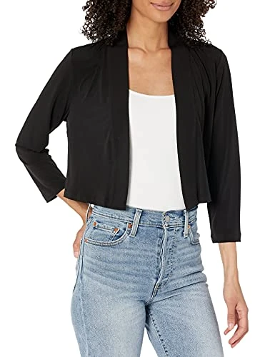 Women's Long Sleeve Cardigan Shrug Dress, Black Jersey, XL