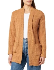 Women's Long Sleeve Chenil Cardigan Sweatshirt, Camel, XL Women's Long Sleeve Chenil Cardigan Sweatshirt, Camel, XL