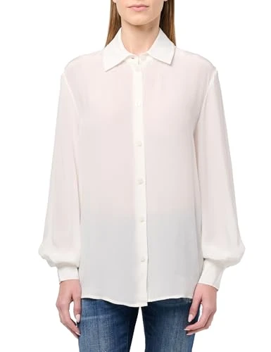 Women's Long Sleeve Crepe Button Up Blouse Shirt, Journal, S