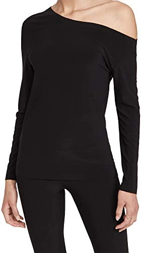 Women's Long Sleeve Drop Shoulder Top Shirt, Black, Medium