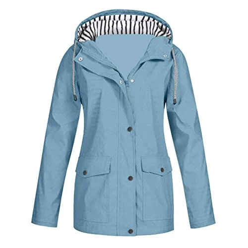 Womens Long Sleeve Fleece Jacket Plus Outdoor Hooded Raincoat Solid Size Rain Jacket Windproof Women