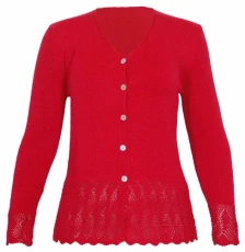 Womens Long Sleeve Ladies Front Button Knitted Sweater V Shaped Neck Scallop Crochet Cardigan Top Plus Size Red Size 14-16 (S/M) Womens Long Sleeve Ladies Front Button Knitted Sweater V Shaped Neck Scallop Crochet Cardigan Top Plus Size Red Size 14-16 (S/M)