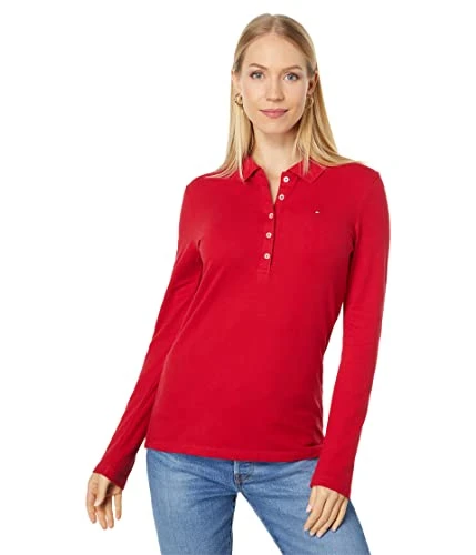 Women's Long Sleeve Polo Shirt, Chili Pepper, XS