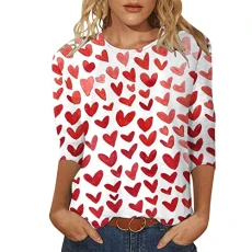 Women's Long Sleeve Shirts Tops Pullover Long Sleeve Valentine's Day T-Shirt Women Love Shirt Print T-Shirt Holiday Graphic T-Piece Tops T-Shirt Long Sleeve Casual Top Elegant Basic, Ae, S