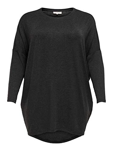 Women's Long Sleeve Top Plus Size Oversized Long-Sleeve Round Neck Blouse, Colours:Black, Size:54