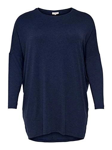 Women's Long Sleeve Top Plus Size Oversized Long-Sleeve Round Neck Blouse, Colours:Dark-Blue, Size:5