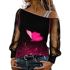 Women's Long Sleeve Tops Size 16 Cotton Stretch Ladies Tops 3/4 Sleeve Size 18 UK Round Neck Long Polo Neck Tops Sweatshirt Tee Shirt Clearance
