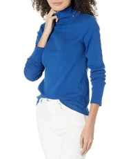 Women's Long Sleeve Turtleneck Sweater, True Blue, L Women's Long Sleeve Turtleneck Sweater, True Blue, L