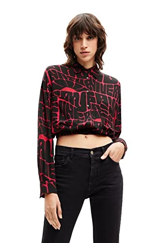 Women's Long-Sleeved Shirt Blouse, red, M