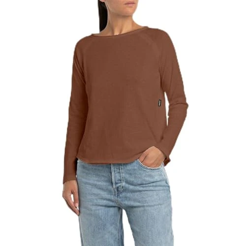 women's long-sleeved shirt made of cotton, brown (Brandy 524), XXS