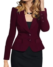 Women's Long Sleeves Two Buttons Jacket Party Evening Tops Blazer Blouse Wine Red XXXXL Women's Long Sleeves Two Buttons Jacket Party Evening Tops Blazer Blouse Wine Red XXXXL
