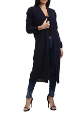 Womens Longline Chunky Knit Full Sleeve Midi Cardigan Navy M/L (UK 12/14) Womens Longline Chunky Knit Full Sleeve Midi Cardigan Navy M/L (UK 12/14)