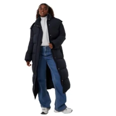 Womens Longline Puffer Coat Black S Womens Longline Puffer Coat Black S