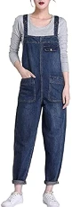 Women's Loose Fit Casual Baggy Denim Bib Dungarees Overall