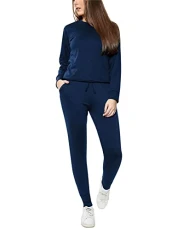 Womens Lounge Wear Sets Plain Casual Comfy Lounge Wear Sets For Women UK Two Piece Lounge Set For Women Plus Size Loungewear For Women Lounge Wear For Women-Navy-16-18