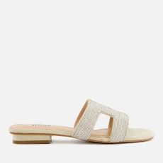 Womens Loupe Embellished Leather Sandals - Silver