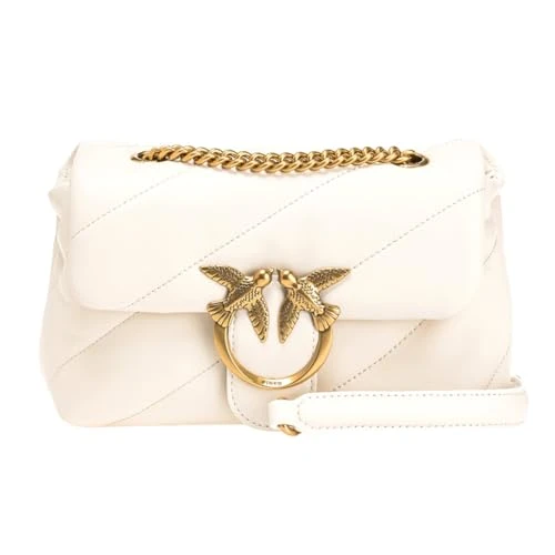 Women's Love Mini Puff Cl Sheep Nappa Bag, Z14q_White Silk-Antique Gold, 20X7X14