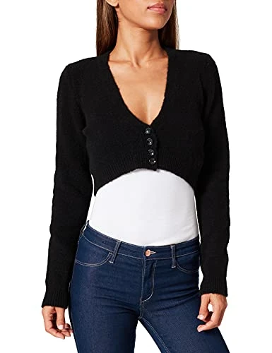 Women's L/S CARDIGAN 109EM6467 sweater, Black, Large