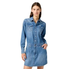 Women's Ls Denim Dress Casual, Ultra Marine, M