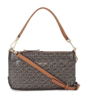 Women's Lucy Triple Compartment Shoulder Bag, Brown/Khaki/Caramel Embossed, One Size