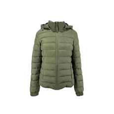 Womens Luna Hooded Puffer Jacket Outerwear Top Khaki L