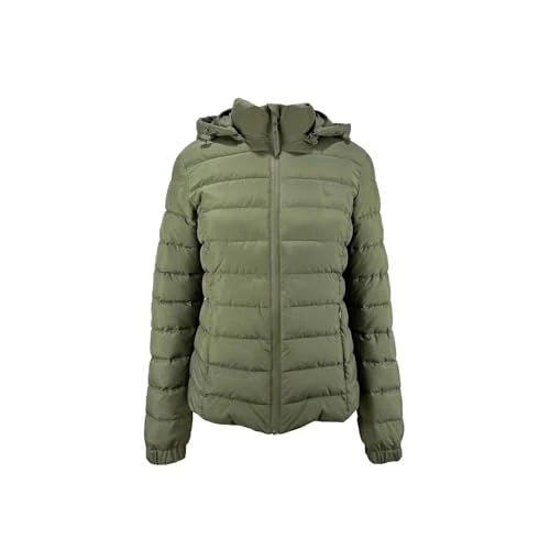Womens Luna Hooded Puffer Jacket Outerwear Top Khaki L