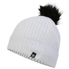 Womens Luxe Knitted Bobble Beanie Hat White Womens Luxe Knitted Bobble Beanie Hat White