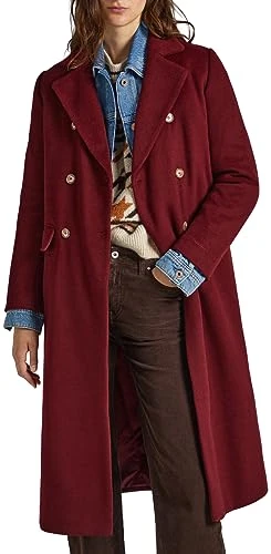 Women's Madison Long Coat, Red (Burgundy), M