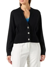 Women's MAGNESIO Cardigan Comfort Mist Henley Shirt, Z99_Nero Limousine, XXS Women's MAGNESIO Cardigan Comfort Mist Henley Shirt, Z99_Nero Limousine, XXS