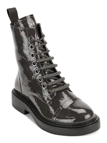 Womens Malaya Patent Leather Combat & Lace-up Boots Gray 7 Medium (B,M), Charcoal Patent, 5 UK