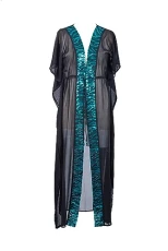 Womens Marbella Sequin Chiffon Maxi Kaftan Beach Dress (Black, L/XL)