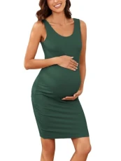 Women's Maternity Dresses Summer Sleeveless Ribbed Maternity Clothing for Pregnant Women, Green XXL Women's Maternity Dresses Summer Sleeveless Ribbed Maternity Clothing for Pregnant Women, Green XXL