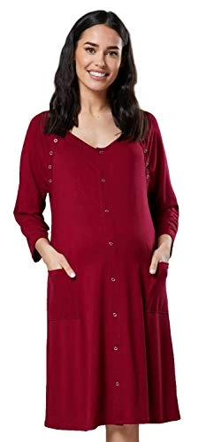 Women's Maternity Labor Delivery Hospital Gown Breastfeeding.637p (Crimson, UK 16/18, 2XL)